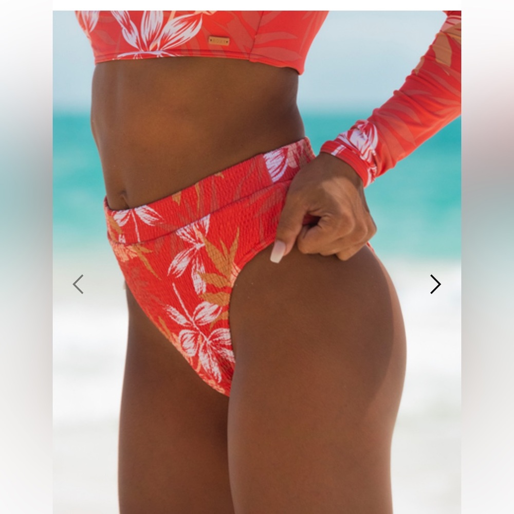 NWT ROXY Seaside Tropics High-Waist Bikini Bottoms